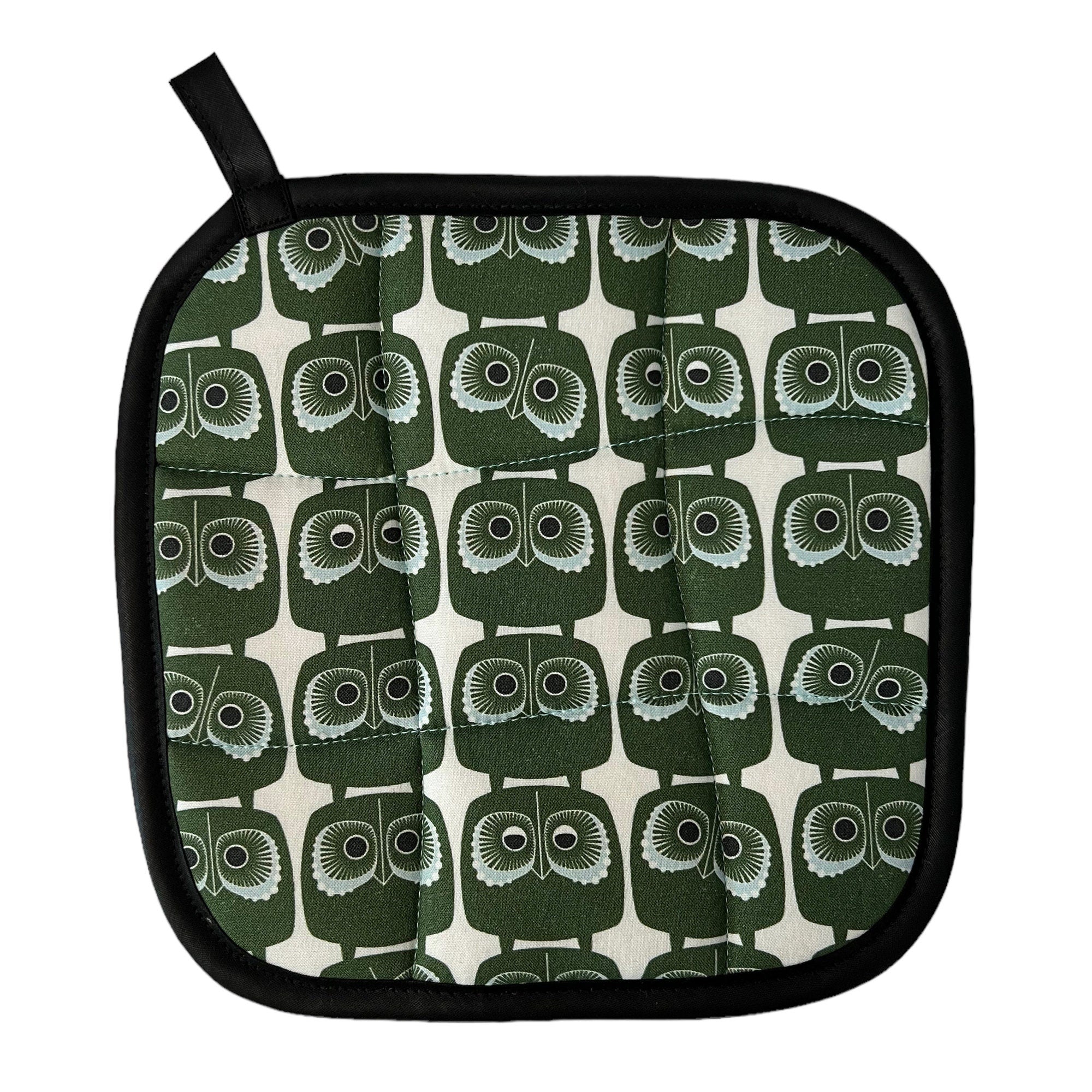Green Owls Mitt Set