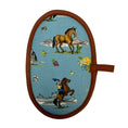 Load image into Gallery viewer, Cowgirl Rides On Mini Pincher Mitt
