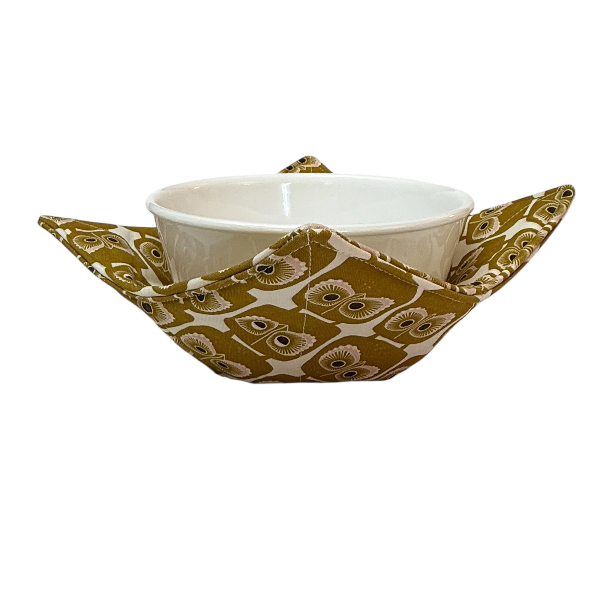 Gold Owls Microwave Bowl Cozy