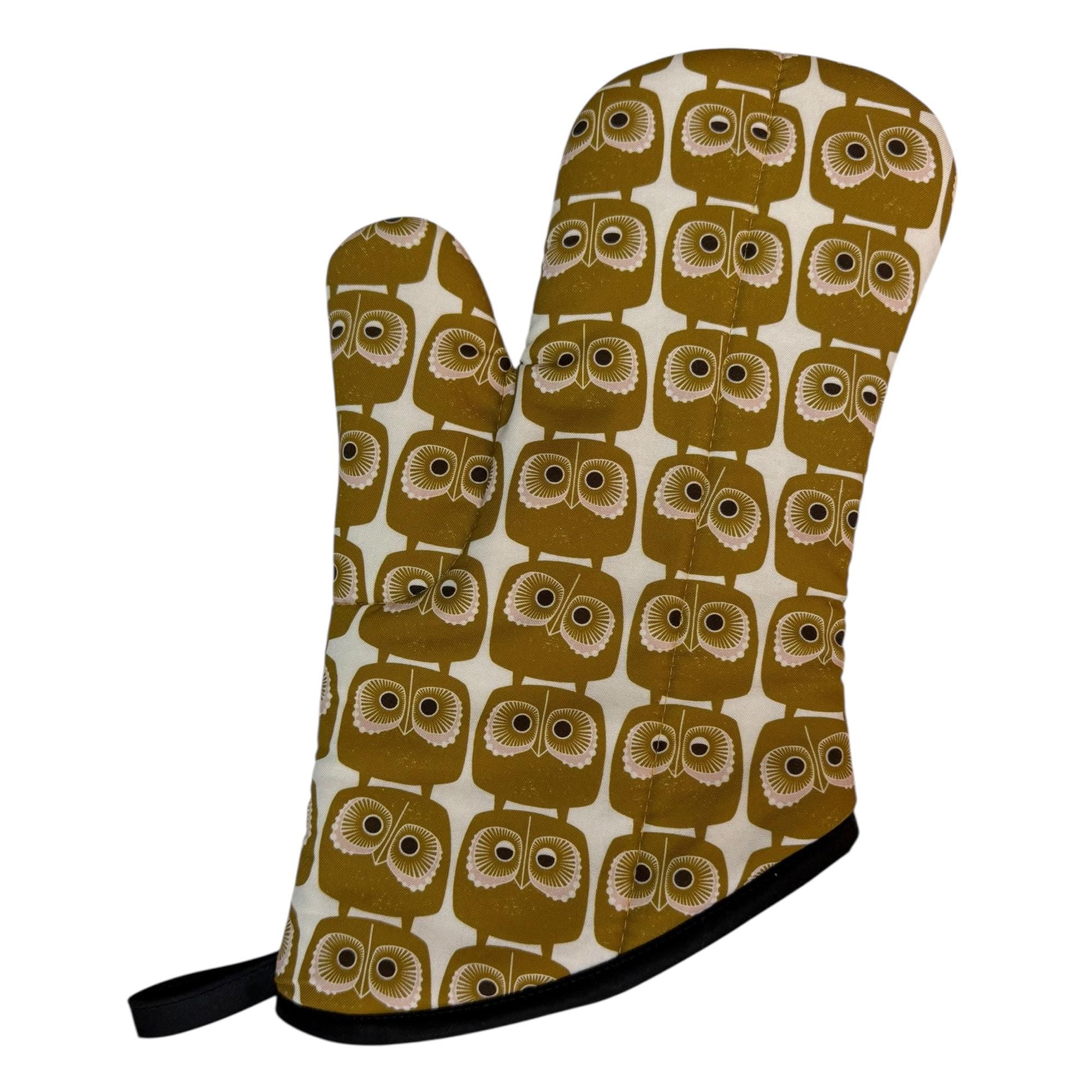 Gold Owls Oven Mitt