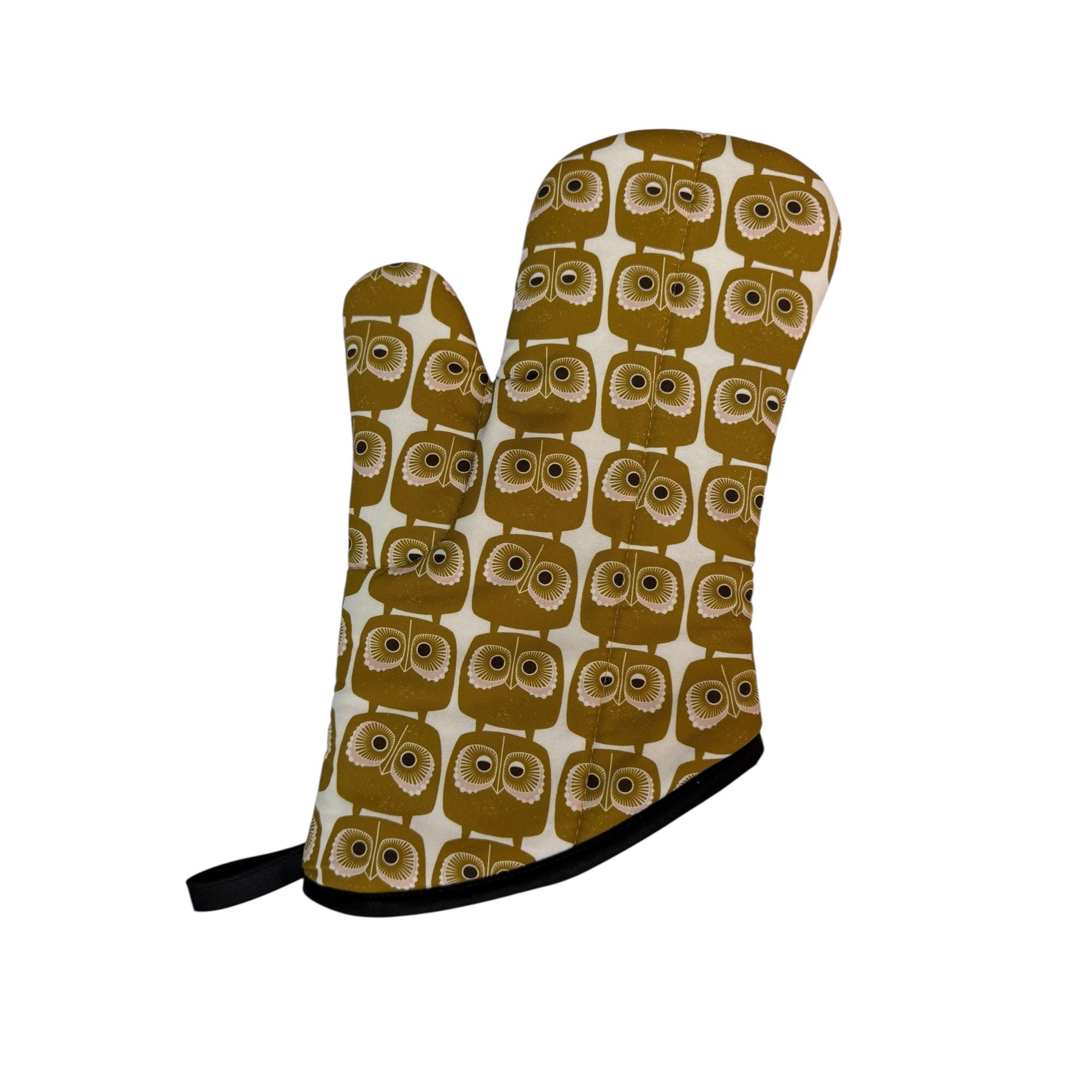 Gold Owls Oven Mitt