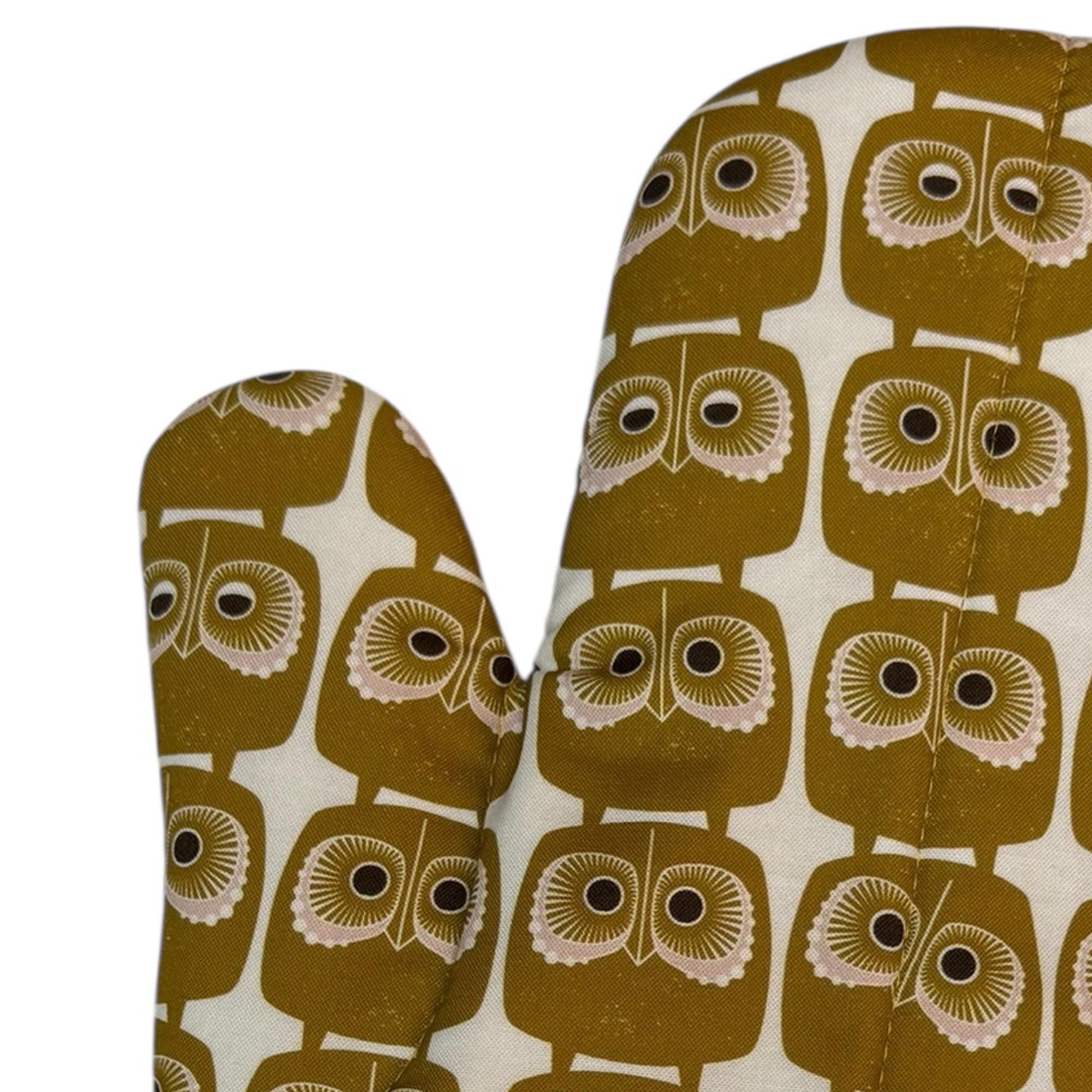 Gold Owls Oven Mitt