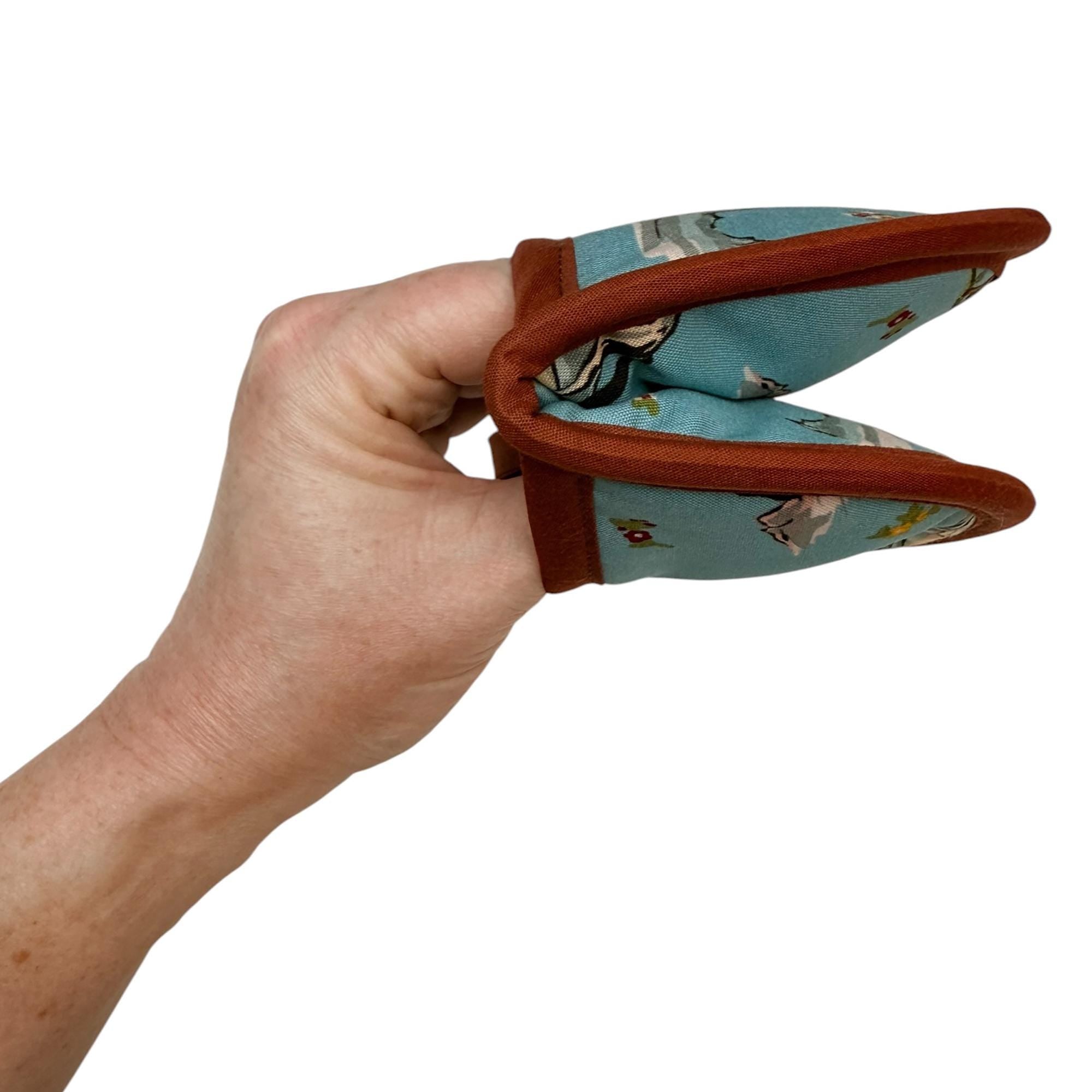 Cowgirl Rides On Mini Pincher Mitt