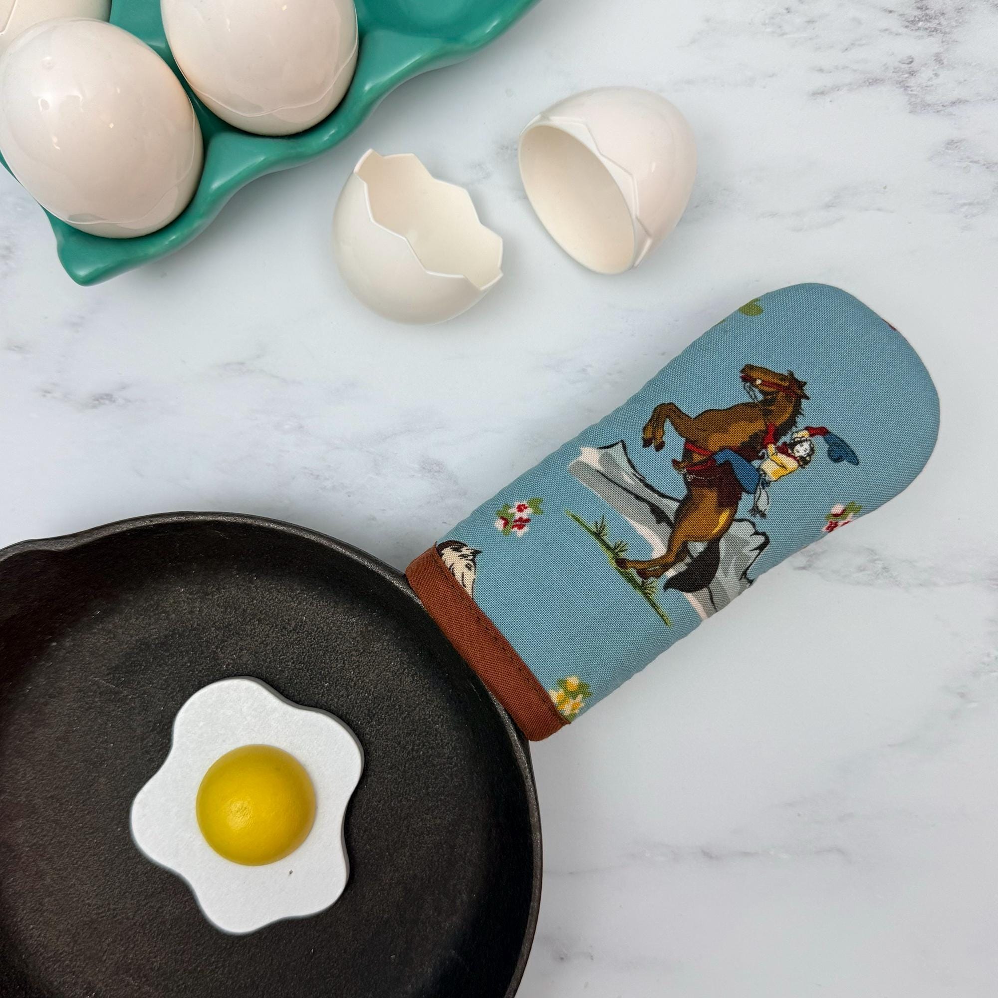 Cowgirl Rides On Cast Iron Handle Mitt