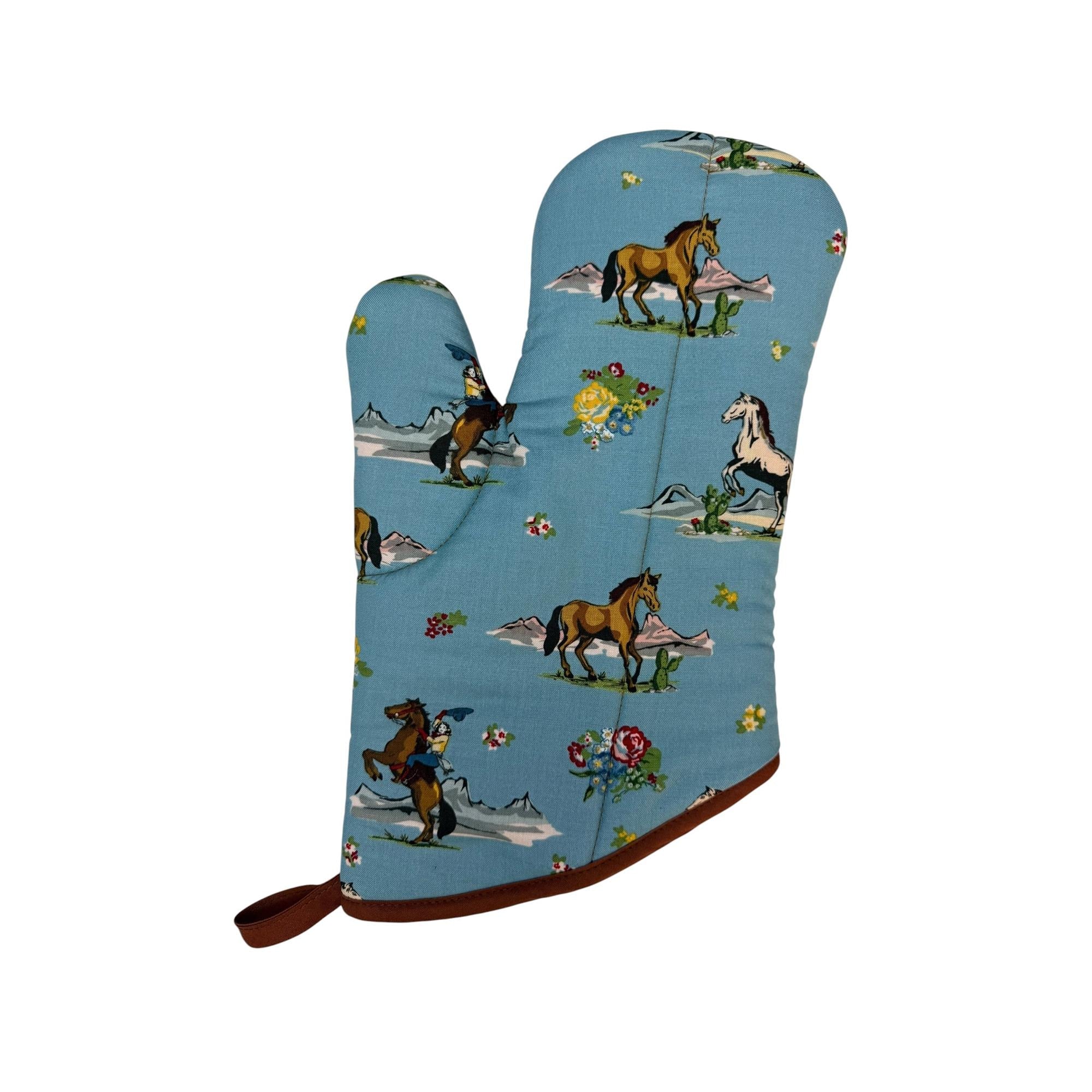 Cowgirl Rides On Oven Mitt