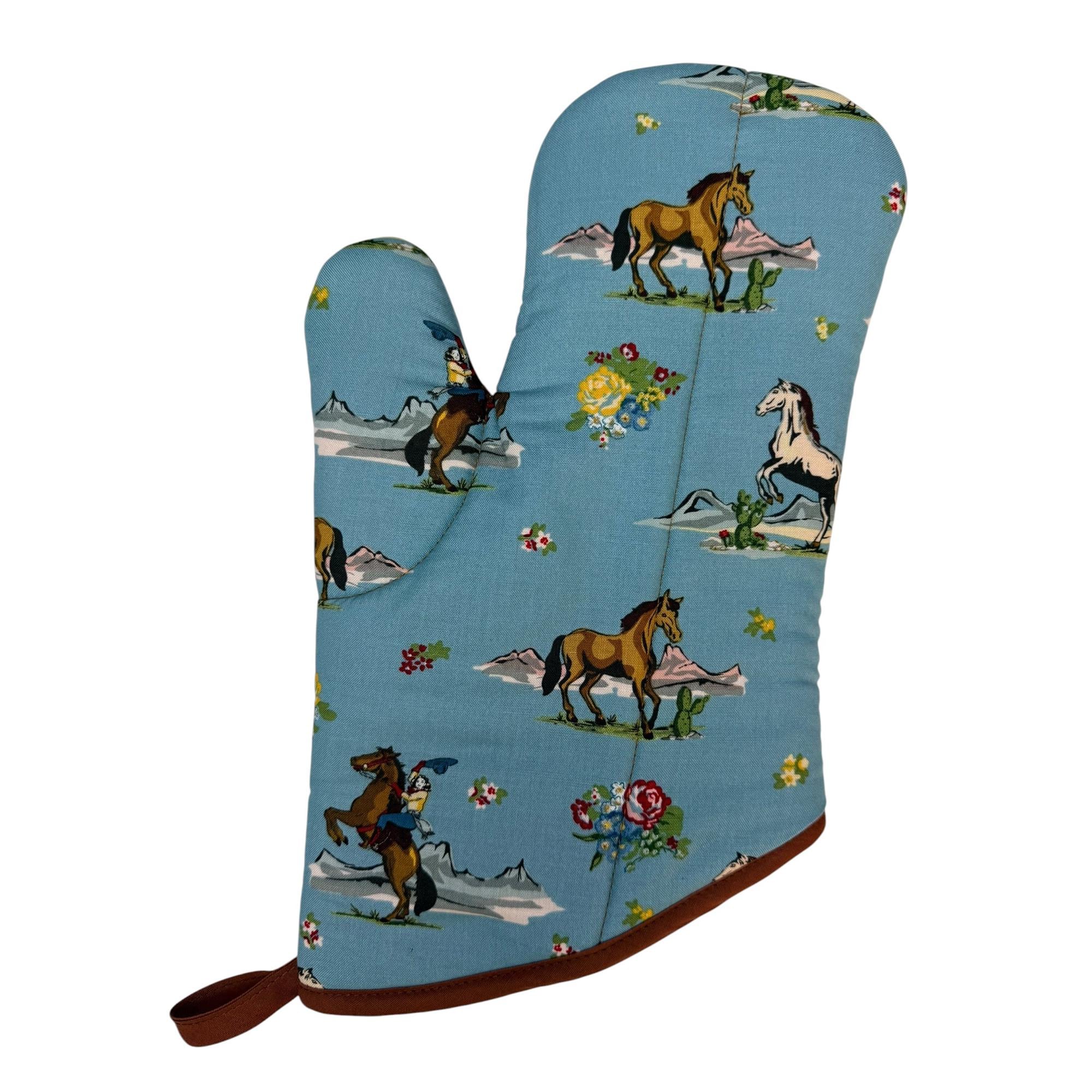 Cowgirl Rides On Oven Mitt