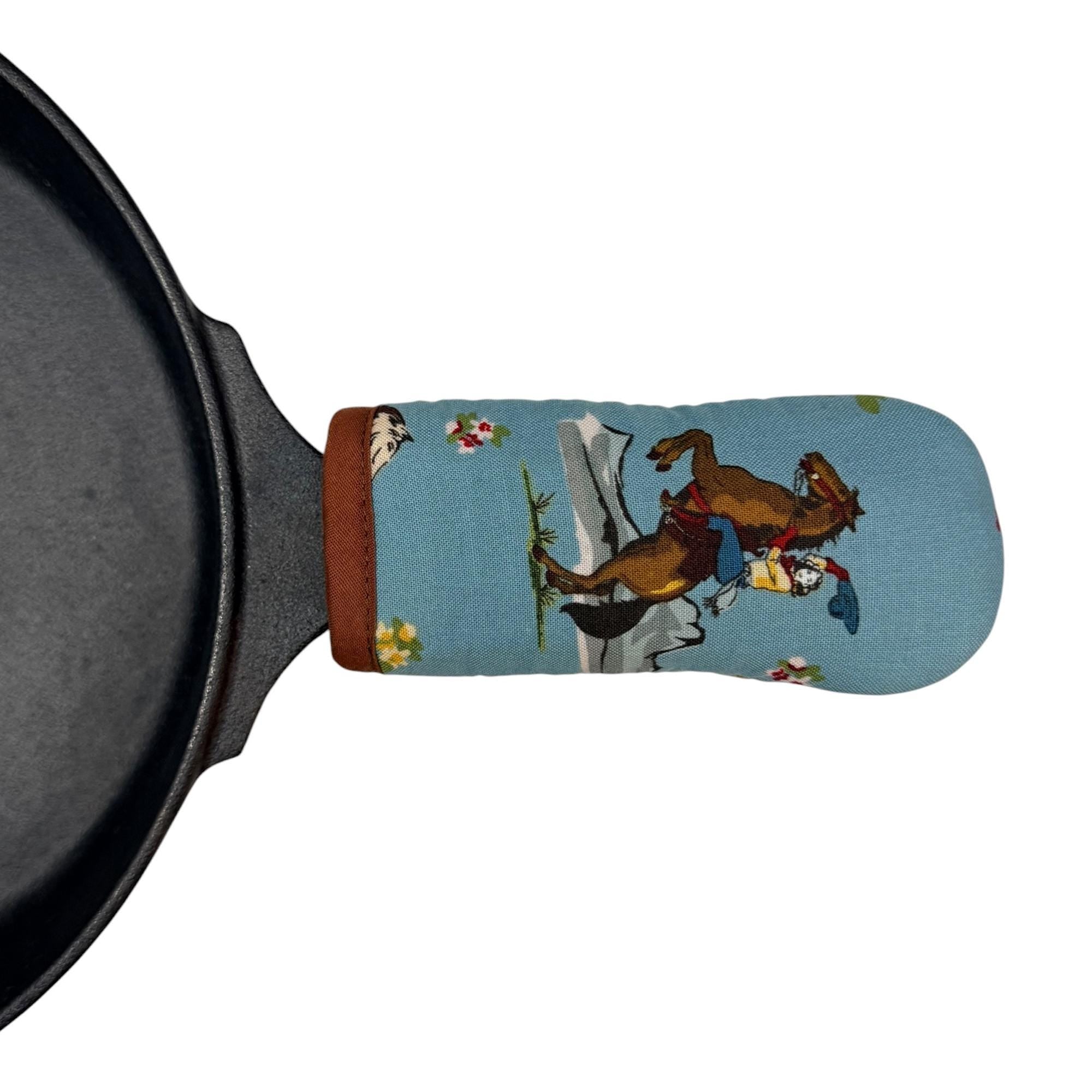 Cowgirl Rides On Cast Iron Handle Mitt